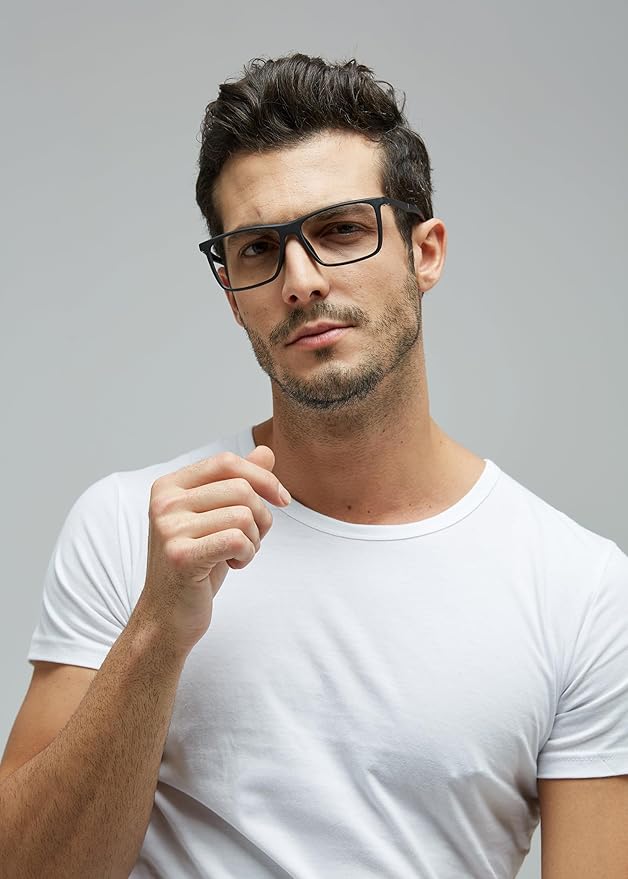 GUDVUE Blue Light Glasses for Men Rectangle Computer Glasses Gaming Eyeglasses, Black