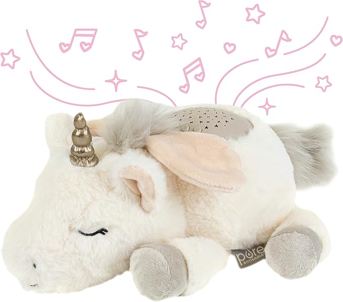 PureBaby Sound Sleepers Portable Sound Machine & Star Projector - Plush Sleep Aid for Baby and Toddlers with Soothing Night Light Display, 10 Lullabies, White Noise, and Heartbeat Sounds (Unicorn)