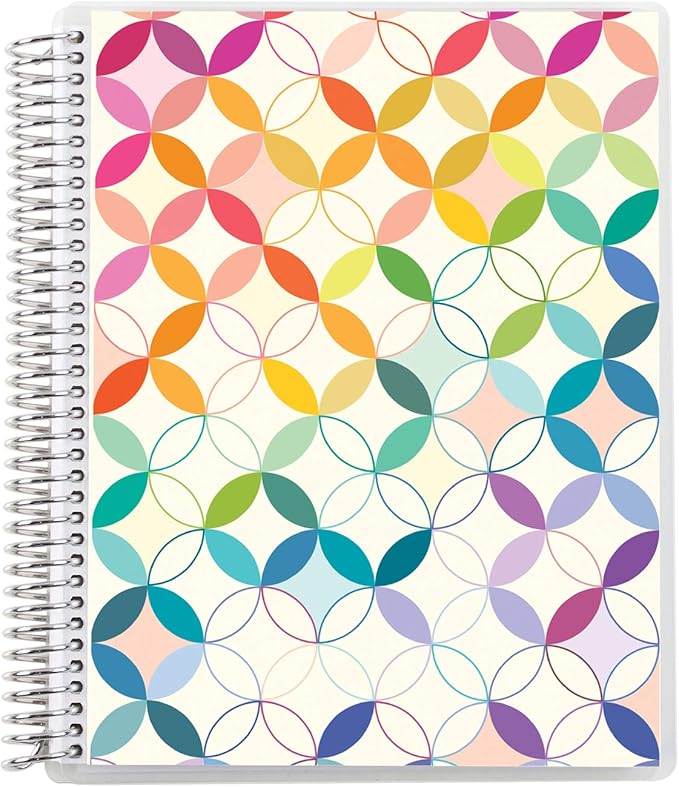 Erin Condren 8.5" X 11" Spiral Bound Dot Grid Journal Notebook - Mid Century Circles, 5Mm Dot Grid, 160 Page Writing, Drawing & Art Notebook, 80Lb Thick Mohawk Paper, Stickers Included