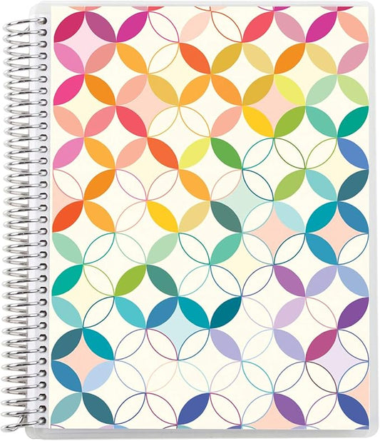 Erin Condren 7" X 9" Spiral Bound Dot Grid Journal Notebook - Mid Century Circles, 5Mm Dot Grid, 160 Page Writing, Drawing & Art Notebook, 80Lb Thick Paper, Stickers Included