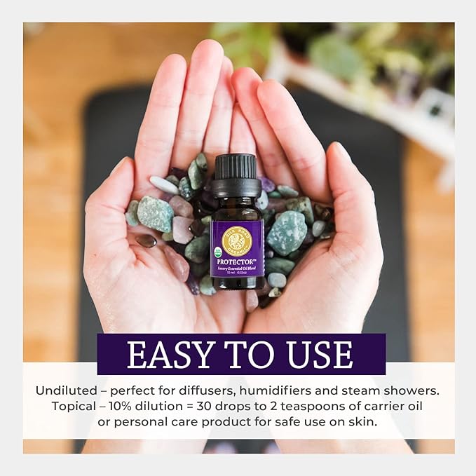 Silk Road Organic Protector Essential Oil Immunity Blend, Based on Thieves Oil Legend, 100% Pure USDA Certified Health Shield Aromatherapy - 10 ml Dropper - Always Pure, Always Organic