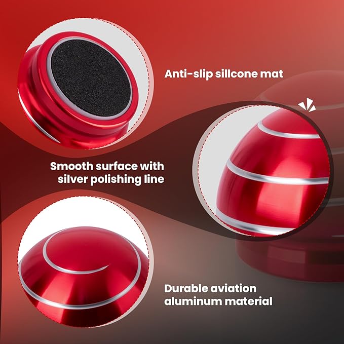 Fidget Spinner Desktop Toys - Kinetic Spinning Ball for Anxiety & ADHD Relief, Optical Illusion Fidget Toys for Adults, Kids, Parents & Friends, Metal Fidgets for Office & Home (1.54in Mushroom Red )