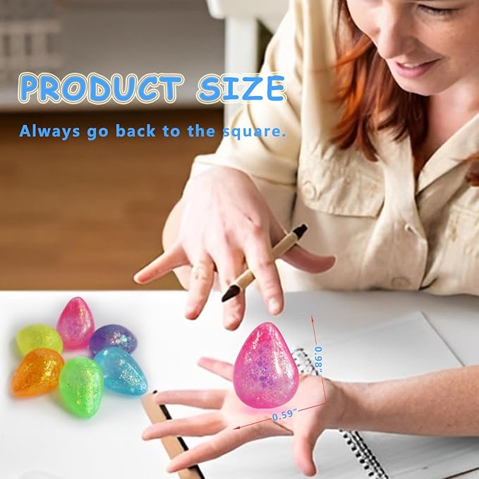 6pack Fidget Toys Squishy Drop Toys| Ice Squishy Drop Malt Sugar Balls| High Density Gel Filled Water Drop Sensory Squeeze Toy|Relief Stress Squeeze Toy Color May Vary (Pack of 6)