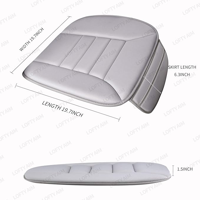 Premium Car Seat Cushion, Driver Seat Cushion with Comfort Memory Foam & Non-Slip Rubber Bottom, Car Seat Pad Works with 95% of Vehicles and Office Chair or Home (Gray)