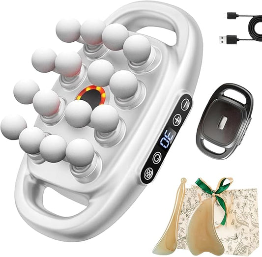 Morglaes Deep Tissue Massager - 2025 New Morglaes Massager, 16 Head Massage Deep Tissue with 3 Modes & 30 Intensities - Fascia Blaster for Back, Shoulders, Legs, Foot (White)