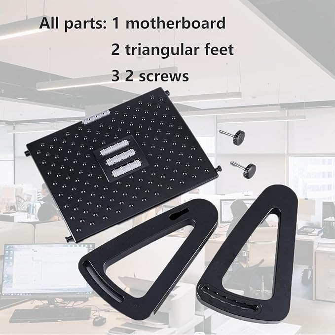 Foot Rest for Under Desk at Work,Ergonomic 6-Height Adjustable Footstool，Under Desk Footrest with Foot Massage Roller,Chair Footstool for Leg (White)