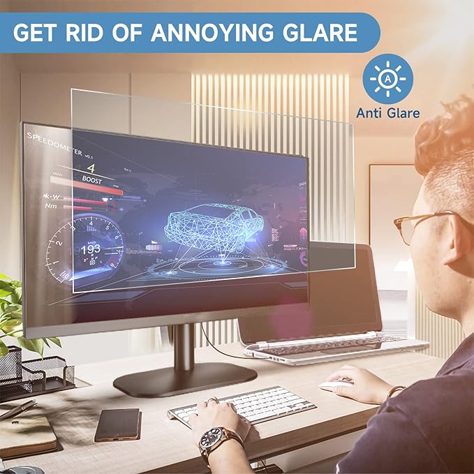 2 Pack 21.5 Inch Anti Glare Screen Protector, Eye Protection Anti Scratch Matte Screen Protector for 21.5 Inch with 16:9 Aspect Ratio Monitor Screen