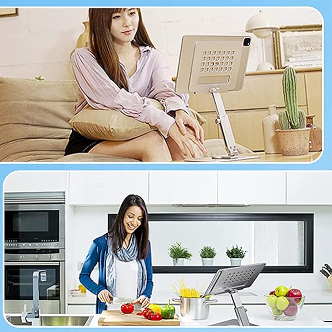GuaziV 360° Adjustable Tablet Stand - Ergonomic Foldable Holder for iPad 10.2-12.9”, Kindle, Phones 4-13”, Anti-Slip Desktop Mount for Work, Cooking, Gaming & Reading