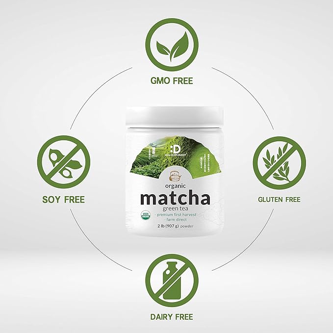 Organic Matcha Green Tea Powder, 2 lb (907g) | First Harvest, Culinary Grade | Japanese Sourced Cafe Mix | Zero Sugar, Keto Friendly, Non-GMO, Vegetarian