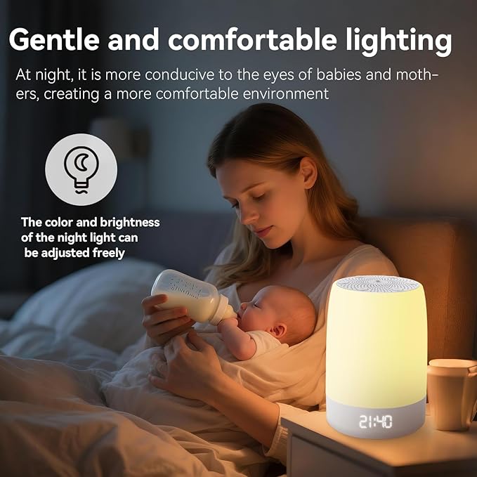 White Noise Sound Machine,White Noise app Night Light,Bluetooth Sleep Music Alarm Clock,Bedroom Nursery Baby Adults Portable Travel Sunset lamp