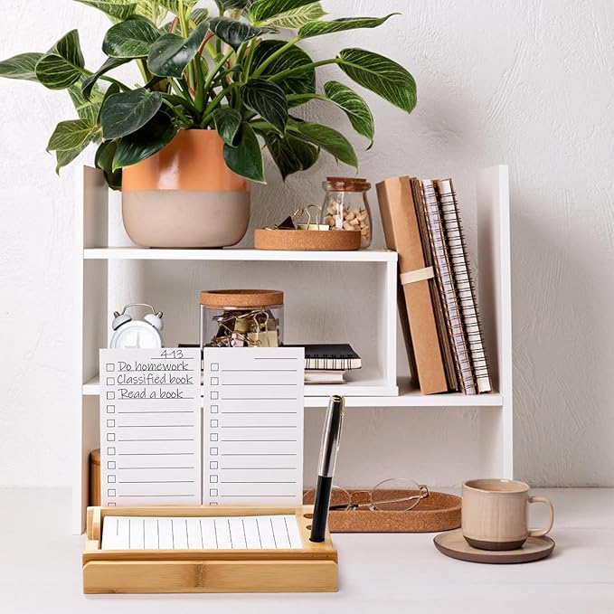 Goaste To Do List Planner with Bamboo Stand, Daily ToDo Checklist Notepad Organizer-100 Pieces Goal Cards, Productivity System Planners Notebook for School, Office Supplies