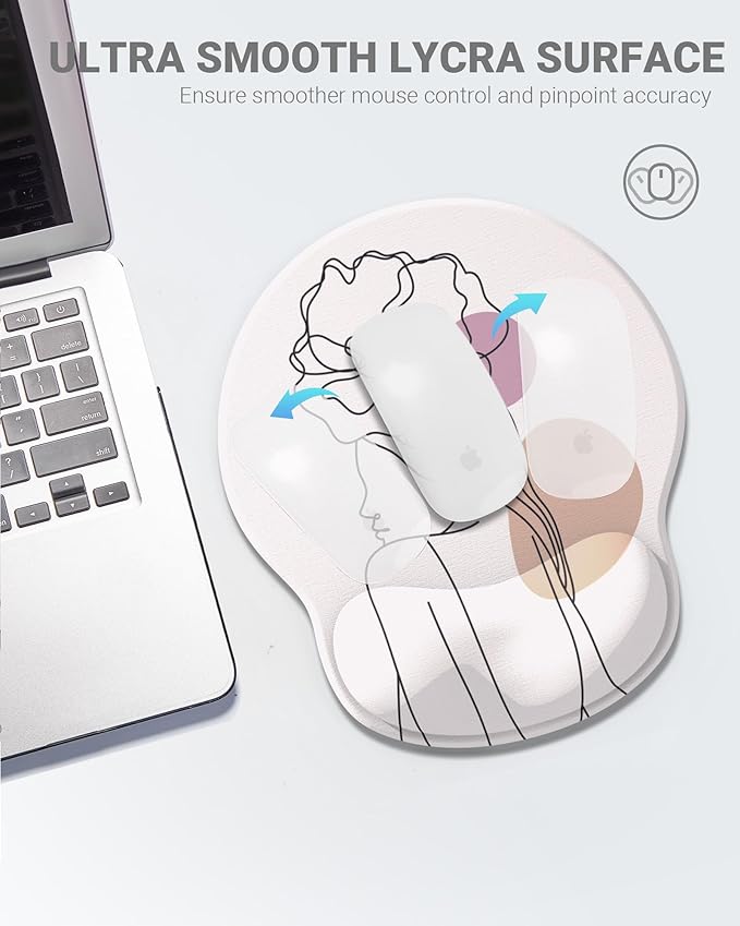 Ergonomic Mouse Pad Wrist Support, Comfortable Mouse Pad Wrist Rest, Relieve Wrist Pain Gel Mouse pad, Non-Slip Rubber Base Mousepad for Laptop, Computer(Abstract Woman)