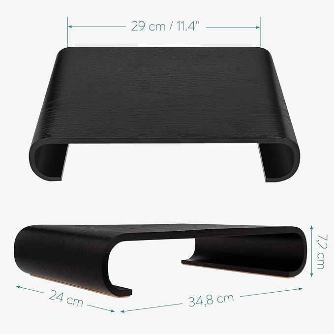 Navaris Wood Monitor Stand Riser - Computer Desk Organizer Desktop Dock Wooden Mount Display for PC TV Screen Notebook Laptop - Oak with Black Stain