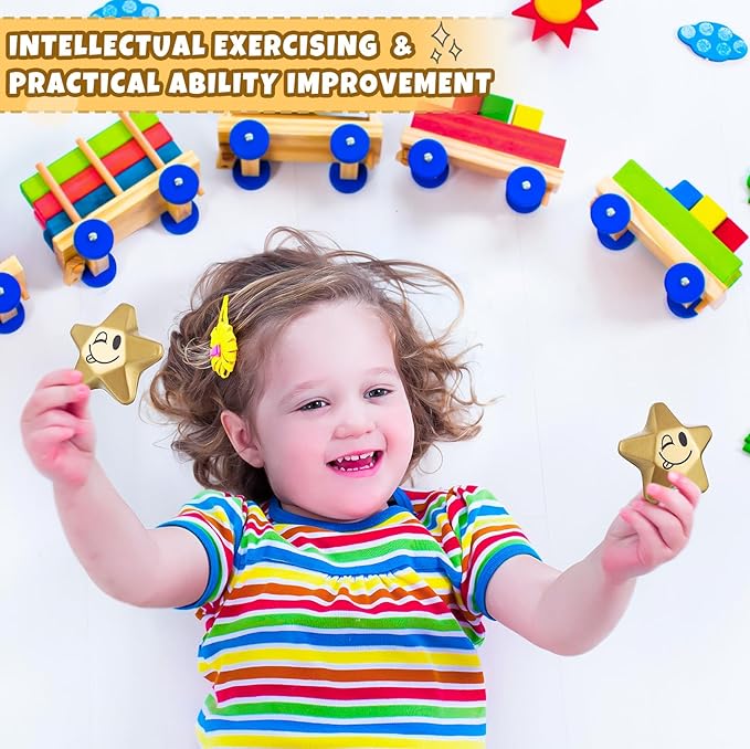 Deekin 36 Pieces Star Stress Balls Mini Foam Ball Stress Relief Toys for Teens and Adults Student Bag Fillers, Gold(Novelty,1.6 Inch)