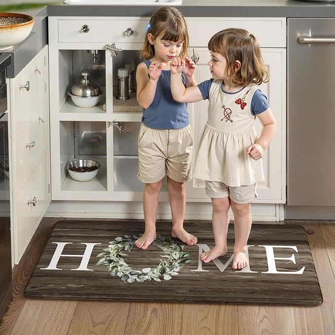 KIMODE Anti Fatigue Kitchen Mats for Floor Non Slip,Farmhouse Spring Kitchen Rugs Waterproof,Cushioned Memory Foam Carpet for Sink Laundry Office Home Doorway,20"x39",Brown