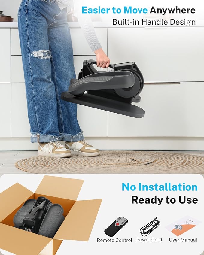 Gonex Under Desk Elliptical Exercise Machine, Leg Exerciser While Sitting for Seniors, 3-in-1 Mini Seated Pedal Exerciser as Seen on TV, 10 Resistance & Speed Levels, Manual/Auto with Remote