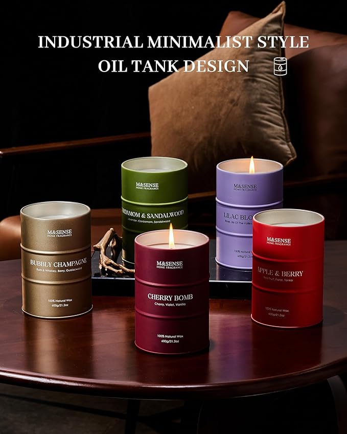 M&SENSE Bubbly Champagne Large Candles for Home Scented, Candles Gifts for Women & Men, Natural Soy Candles, House Warming Gifts New Home, 120 Hours Long Burning, 21.2 oz