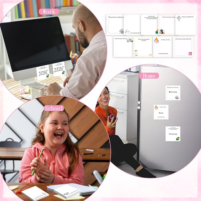 Funny Sticky Notes Gifts - 9 Pack Funny Sticky Notes 3x3 Inch Funny Office Gifts for Coworkers Everything is Fine Post Notes Work Gag Self-Stick Memo Pad Office School Supplies 450 Sheets