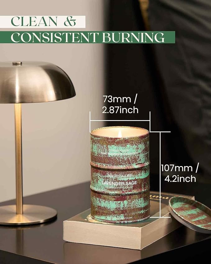 M&SENSE Lavender Sage Scented Candles Natural Non Toxic, Aromatherapy Candle for Stress Relief Meditation Relaxing, Housewarming Gifts for Women Men, 11.3oz 70 Hour Long Burning