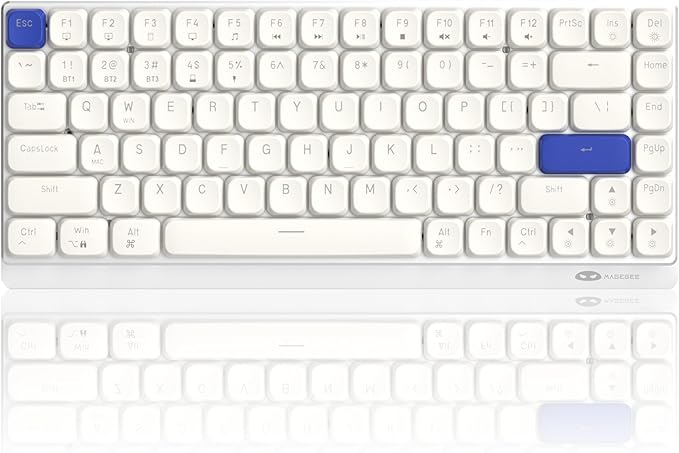 Camiysn Wireless RGB Mechanical Keyboard Moon84 Triple Mode 2.4GHz/BT/USB-C Wired Office White Keyboard for Computer/Desktop/PC/Laptop/Surface/Smart TV and Windows 10/8/7（Red Switches）