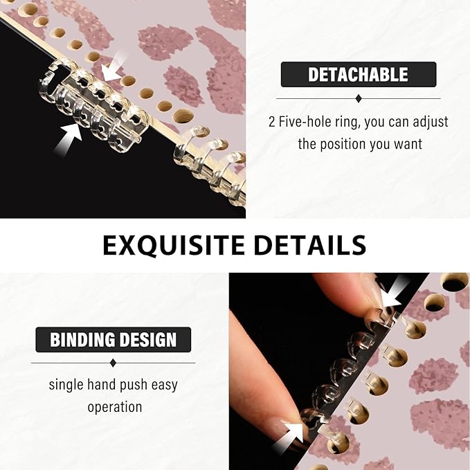 senya Spiral Notebook Ruled 2 Pcs, Leopard Rose Gold Journals for Study and Notes 60 Pages with Durable Hardcover