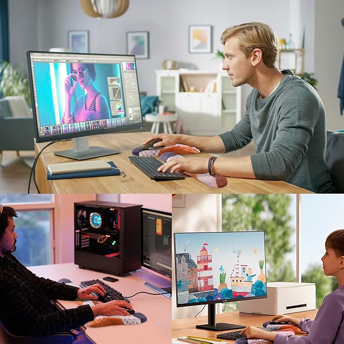 Mouse Pad Wrist Support, Laokiiy 2 in1 Keyboard Wrist Rest+ Ergonomic Mouse Pad, Non-Slip Wrist Rest for Computer Keyboard, Made Easy Typing & Relieve Wrist Pain Boho