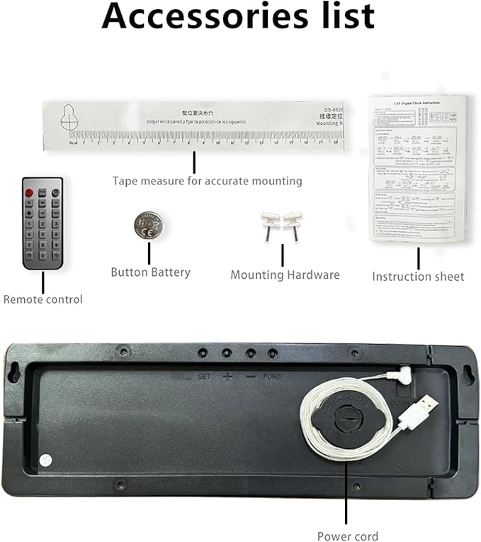 16" Large Digital Wall Clock, Count Down Timer with Remote, Alarm, Big LED Auto Dimming Wall Clock, Temperature Suitable for Living Room, Warehouse, Shop, Gym