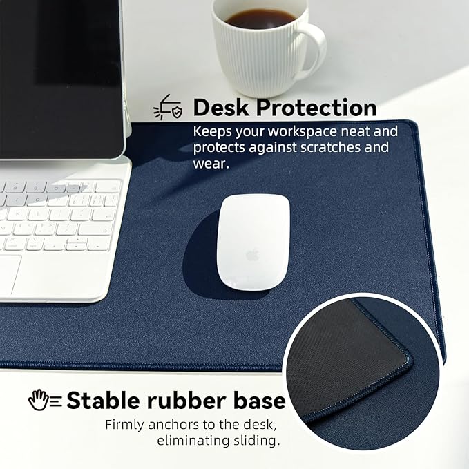 Waterproof Large Gaming Mouse Pad with Durable Stitched Edges, Non-Slip Rubber Base, Smooth Surface Mouse Mat Desk Pad for Home Office Gaming, 35.4"x15.7"x0.12", Dark Blue