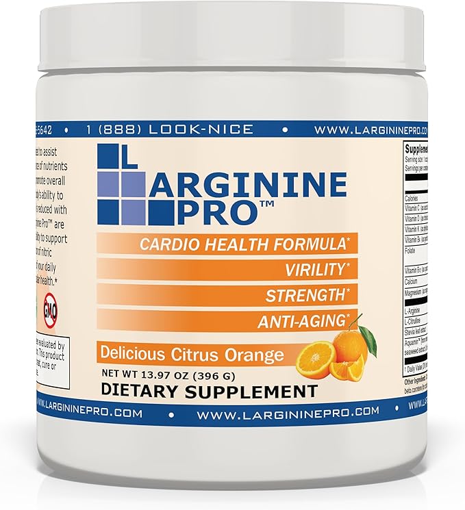 L-ARGININE PRO | 5,500mg L-Arginine Plus L-Citrulline 1,100mg Raspberry, Orange & Grape Powder Drink Mix Supplement for Increased Nitric Oxide Production