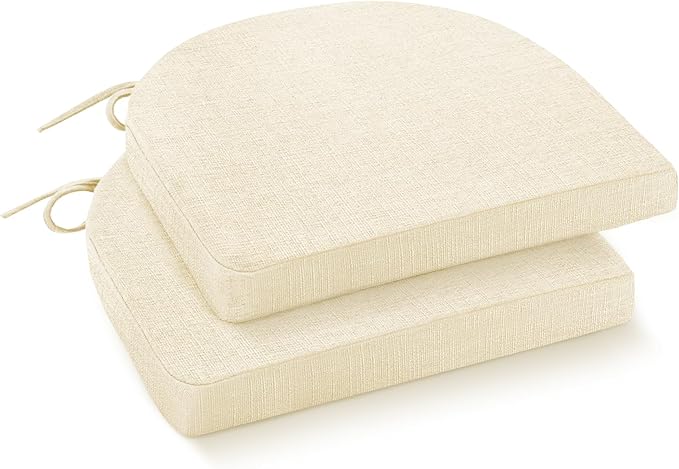 Chair Cushions for Dining Chairs with Ties and Removable Cover, Dining Kitchen Chair Pads with Non-Slip Bottom, High-Resilience Indoor Seat Cushions, 16'' x 16'' x 2'', Set of 2, Beige