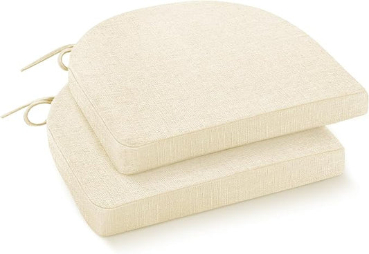 Chair Cushions for Dining Chairs with Ties and Removable Cover, Dining Kitchen Chair Pads with Non-Slip Bottom, High-Resilience Indoor Seat Cushions, 16'' x 16'' x 2'', Set of 2, Beige