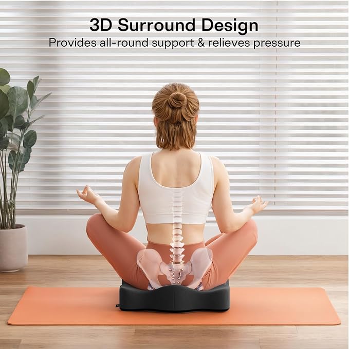 Seat Cushions for Office Chairs - Pressure Relief Seat Cushion - Car Seat Cushions for Pressure Relief, Tailbone Pain, Sciatica & Back Pain Relief for Office Chairs (Jet Black)