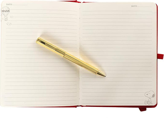 Snoopy Lined Journal Plus Pen by Graphique Luxe Collection, Hardcover Diary Notebook for Writing, Gold Foil Embossing, 160 Pages, 6” x 8”