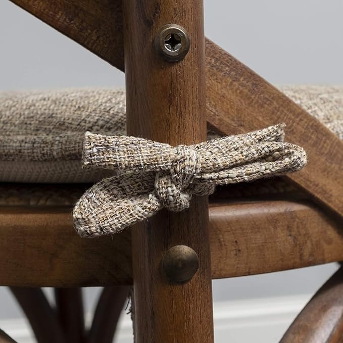 Sweet Home Collection Chair Cushion Memory Foam Pads with Ties Honeycomb Pattern Slip Non Skid Rubber Back Rounded Square 16" x 16" Seat Cover, 6 Pack, Aria Brown