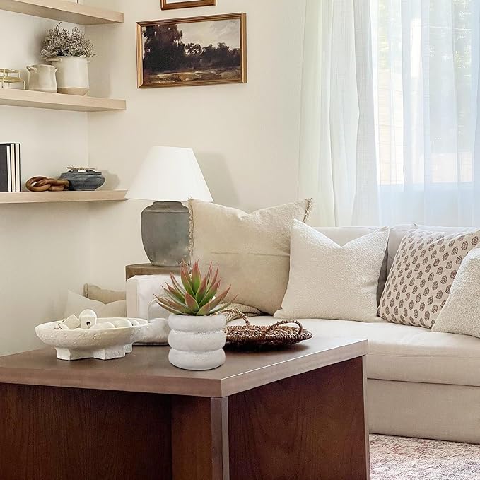 Fake Plants Succulents Artificial Agave Succulent Plants Faux Aloe Plant in White Glaze Ceramic Pot Indoor Outdoor Home Decor Table Shelf Desk Modern Home Office Living Room Table Bathroom Decoration