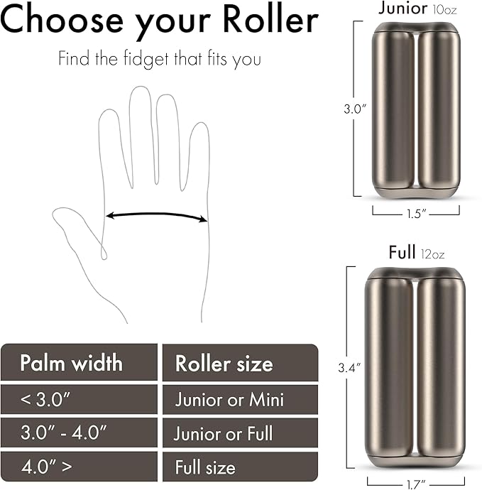 ONO Roller - Handheld Fidget Toy for Adults | Help Relieve Stress, Anxiety, Tension | Promotes Focus, Clarity | Compact, Portable Design | Full Size Titanium