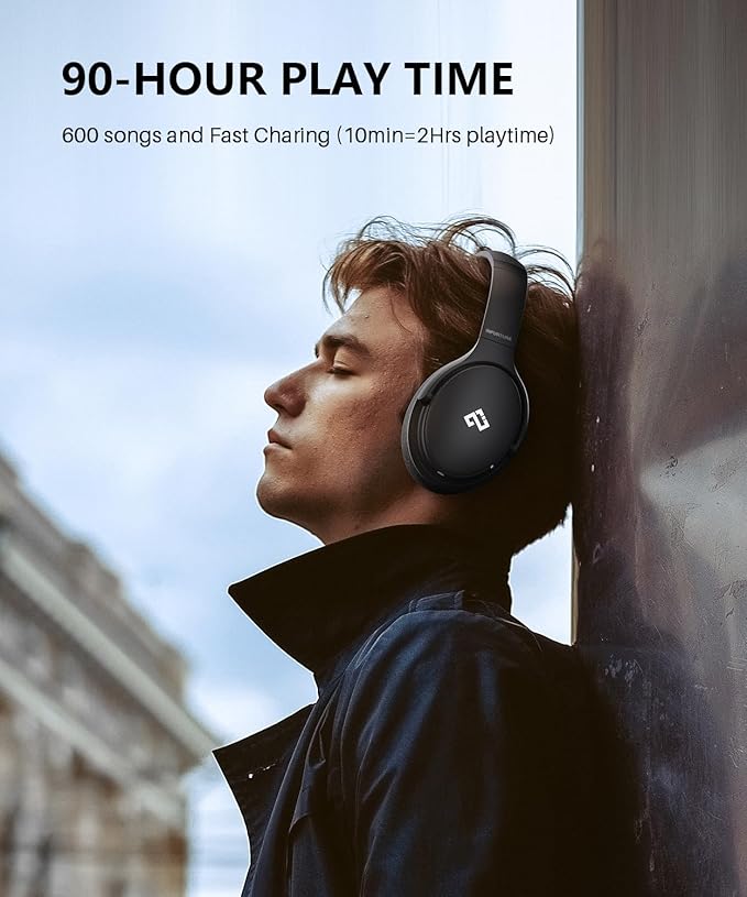 INFURTURE Upgrade Active Noise Cancelling Headphones, H1 Wireless Over Ear Bluetooth Headphones, Deep Bass Headset, Low Latency, Memory Foam Ear Cups,90H Playtime