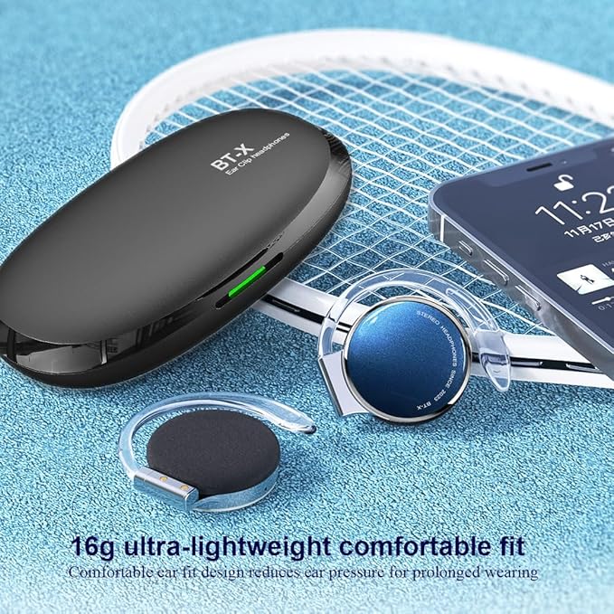 Clip on Headphones Bluetooth V5.3, On Ear Headphones Wireless with Earhooks, Open Ear Headphones, Sports Headset Bluetooth with 4 Microphones, Earphones Noising Cancelling/Long Battery Life