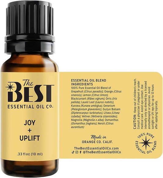 The Best Joy + Uplift Essential Oil Blend- Premium Grade- 100% Pure & Natural for Aromatherapy, Diffuser, Spa, Massage, Air Freshener- 10 ml (.33 fl oz)