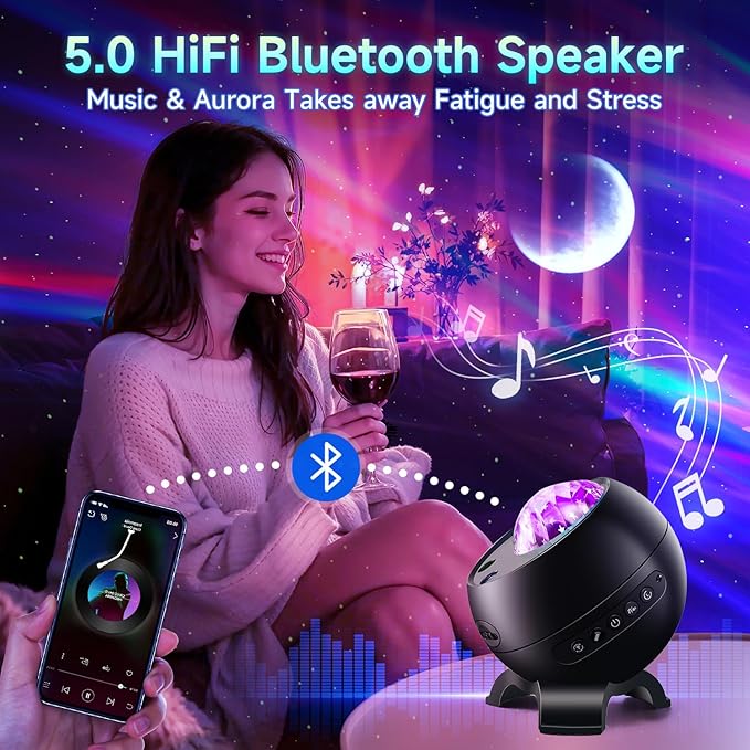 Galaxy Projector for Bedroom, 21Colors Northern Lights,15White Noise&Bluetooth Star Projector Galaxy Lights, Remote Ambient Lighting,Aurora Halloween Decor Christmas,Gifts for Kids,Adults