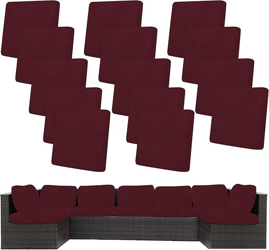 14Pcs Stretch Patio Cushion Covers,Outdoor Couch Covers Replacement,Outdoor Couch & Sofa Slipcovers,for Patio Furniture Cushion Covers,Washable Reusable Furniture Protector (Wine red,Cover Only)