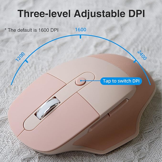 Wireless Ergonomic Keyboard and Mouse Combo with PU Wrist Rest, Carpal Tunnel Keyboard, 2.4G Colorful Split Ergo Keyboard, Comfortable Natural Typing, Compatible with PC/Laptop (Milk Tea)