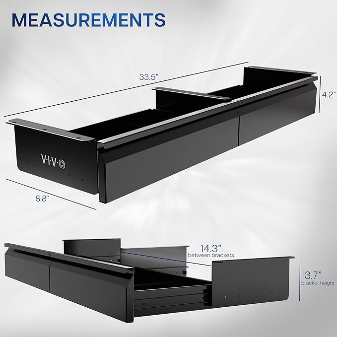 VIVO 32 inch Under Desk Slide Out Drawer Set without Shell, Home Office Storage Organizer, 2 Drawers - 16 inches Each, Black, DESK-AC03A-2B
