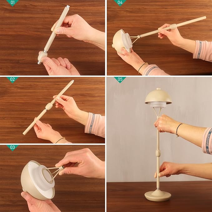 Modern Table Lamp Cordless Portable Desk Lamp, 2700K Stepless Dimming Rechargeable Battery Operated LED Lights for Bedroom, USB-C Charging, Restaurant/Bar/Night Light/Gifts (Sand Gray)