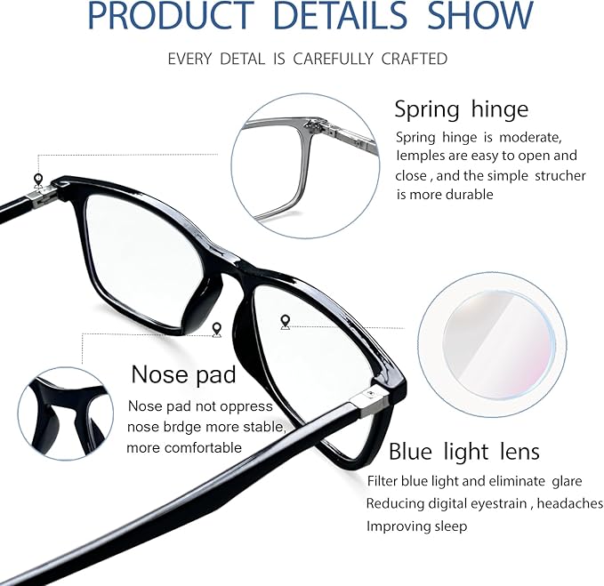 Kerecsen Blue Light Blocking Glasses for Women & Men - Anti Eyestrain Computer Glasses,UV Protection for Gaming/Reading