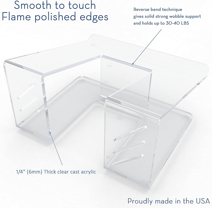 Vray Designs LLC- Acrylic Laptop Stand for Desk, Ergonomic Laptop Riser, Computer Stand for Laptops Compatible with 10-17" Notebook and MacBook, Stable Laptop Stand- Made in USA