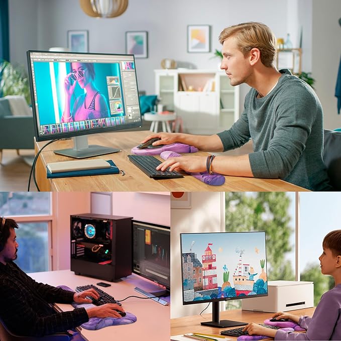 Mouse Pad Wrist Support, Laokiiy 2 in1 Keyboard Wrist Rest+ Ergonomic Mouse Pad, Non-Slip Wrist Rest for Computer Keyboard, Made Easy Typing & Relieve Wrist Pain(Amethyst Purple Marble)