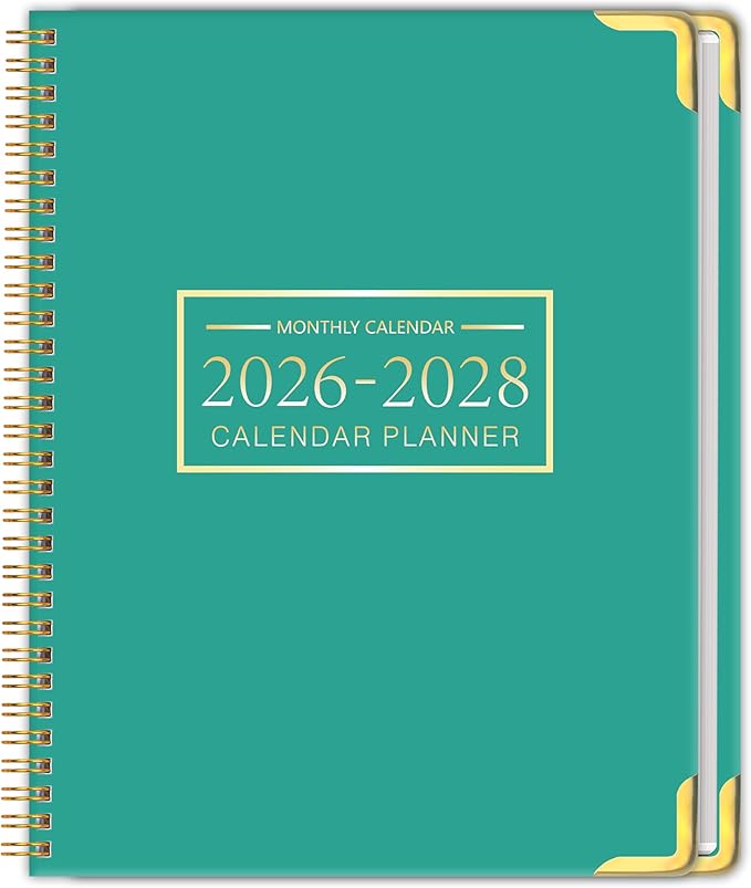 Monthly Planner 2026-2028 Hardcover with Metal Corner 3 Year Calendar 2026-2027-2028 Monthly Calendar Planner 36 Months from Jan 2026-Dec 2028,Large Size 8.5 x 11 Gradient Black for School, Office, Home Planning