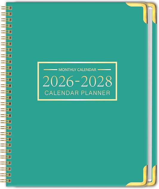 Monthly Planner 2026-2028 Hardcover with Metal Corner 3 Year Calendar 2026-2027-2028 Monthly Calendar Planner 36 Months from Jan 2026-Dec 2028,Large Size 8.5 x 11 Gradient Black for School, Office, Home Planning
