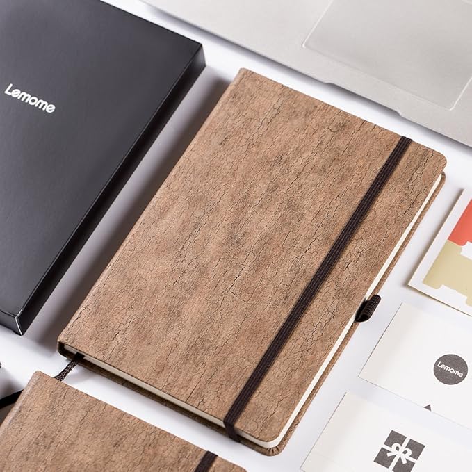 Lemome Ruled Notebook/Journal - Eco-Friendly Natural Cork Hardcover Writing Notebook with Pen Loop & Premium Thick Paper - A5 (5x8) Bound Classic Notebook